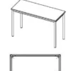 Rettangolo mini - tavolo rettangolare primaria Latte 70x50x59H cm (telaio perim. Argento)