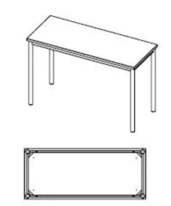 Rettangolo mini - tavolo rettangolare primaria Latte 70x50x71H cm (telaio perim. Argento)