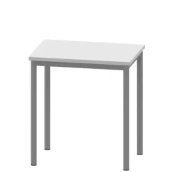 Rettangolo - Tavolo rettangolare secondaria II grado Latte 70x50x76H cm telaio argento
