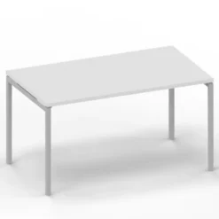 Scrivania Idea+a quattro gambe 01 cablabile-140x80x76H cm-BIANCA/TELAIO ARGENTO RC