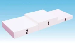 Serie di 3 podi in legno bianchi da cm. 60x60