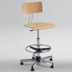 Sgabello con seduta e schienale in faggio 48-70h cm
