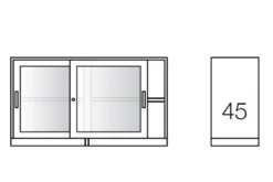 Sopralzo porte scorrevoli vetro temperato, 1+1 ripiani, cm 150x45x88h