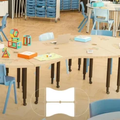 Tavoli tinkering e Maker Space - 2 rettangoli con onda H76 cm