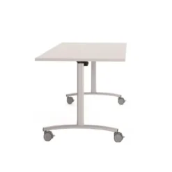 Tavolo Archimede 160x80x74,8H con piano ribaltabile e ruote - BIANCO MDF/Telaio GRIGIO - C