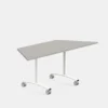 Tavolo Archimede 180x100x69,3x74,8H Trapezoidale ribaltabile con ruote - Bianco