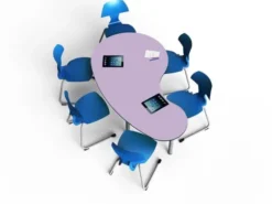 Tavolo collaborativo a fagiolo 165x93x72H - LILAC (Lilla)