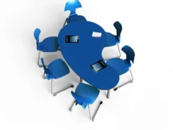 Tavolo collaborativo a fagiolo 165x93x76H - ROYAL BLUE
