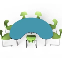 Tavolo collaborativo a ferro di cavallo 180x120x76h - AZURE BLUE