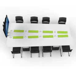 Tavolo collaborativo rettangolare con 6 posizioni per monitor a scomparsa M1