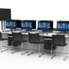 Tavolo collaborativo rettangolare con 8 posizioni per monitor a scomparsa M1