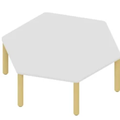 Tavolo esagonale 130x65x53H cm color latte e faggio