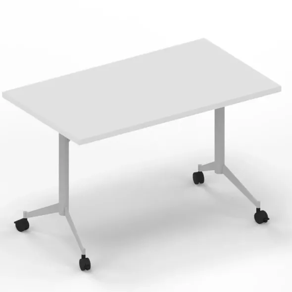Tavolo pieghevole con ruote 140x80x75H - BIANCO/TELAIO ARGENTO