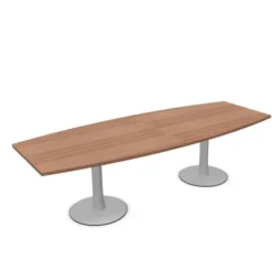 Tavolo Riunione con piano sagomato 280x110x73H cm-NOCE CANALETTO/TELAIO ARGENTO RC