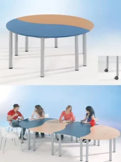 Tavolo SoooRound Basic II 160x80x72h (semicerchio arrotondato) con 2 ruote - WHITE